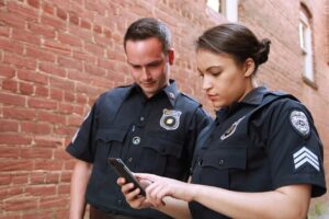 Officers on phone